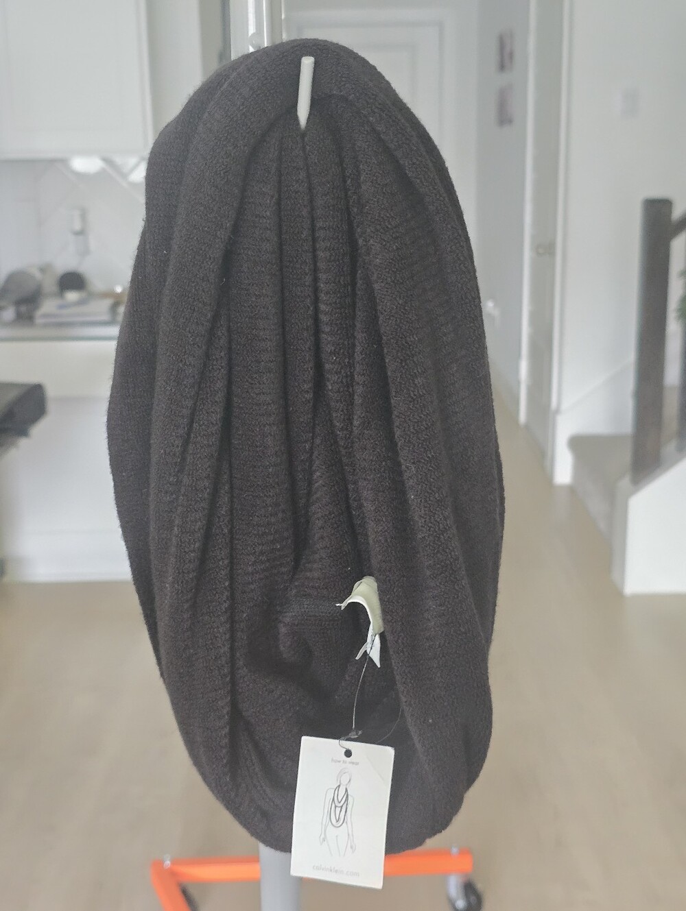 Calvin Klein Black Infinity Loop Scarf NWT Soft Knit Cozy Winter Wrap